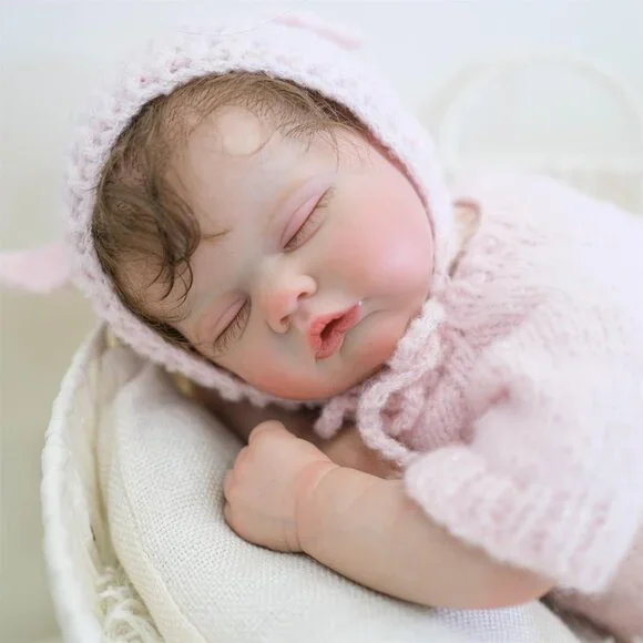 💫 Bnnpuu Reborn Baby Dolls Pink Soft Fabric Body Hat Clothes Closed Eyes Kids